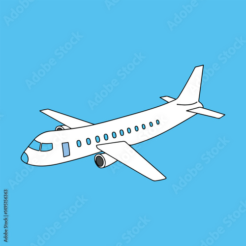 White airplane on a blue background