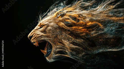 Fierce Lion, Majesty in Motion: A Digital Masterpiece