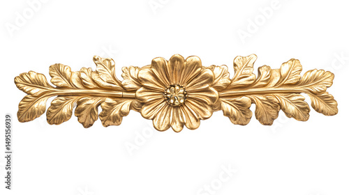 Elegant Antique Gold Picture Frame Isolated on Transparent Background