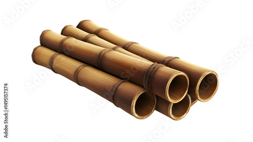Realistic 3D Bamboo Stick Isolated on Transparent Background for Design Projects