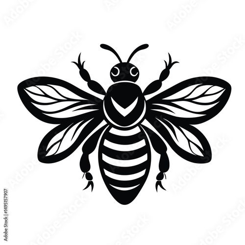 Bee icon, bee silhouette line art vector illustration