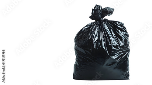 Black Garbage Bag Isolated on Transparent Background: Professional Image Usage
