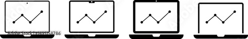 laptop with trading graph icon. Growing chart on laptops. Stock Market Concept. business and growth symbol
