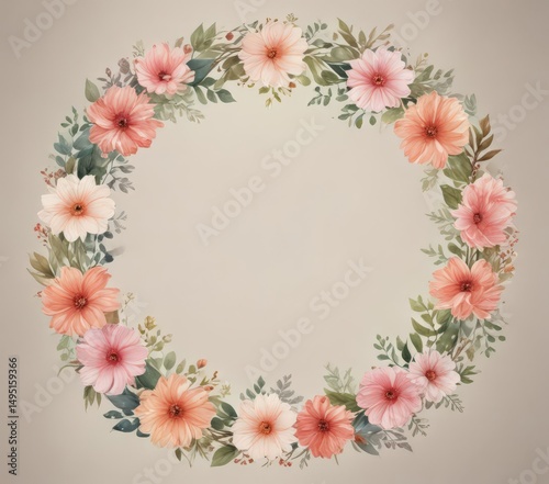 Elegant floral wreath frame, watercolor style,  event,  celebration