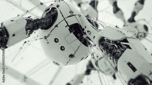 Advanced robotic humanoid robot with exposed mechanical joints and circuits in a high-tech laboratory environment for research automation and artificial ligence