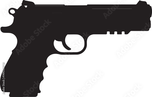 Vector illustration of automatic gun silhouette isolated on white background
