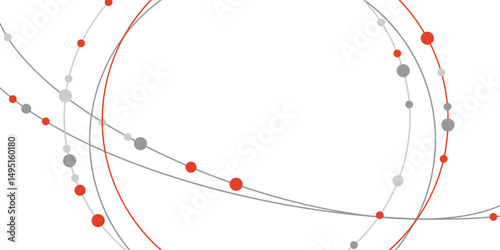 Abstract geometric design with circles, lines, and red accents on a white background. Modern abstract vector for presentations, web design, infographics, and branding projects. Copy space