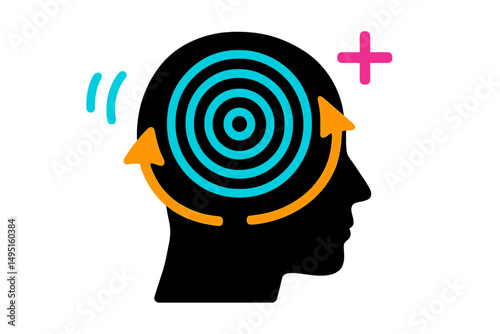 Creative modern vector illustration depicting a person engaged in positive thinking with a focus on mental wellbeing