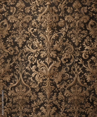 Intricate damask pattern, elegant swirls & scrolls  ,  seamless,  luxury