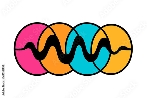 Modern vector illustration featuring colorful overlapping circles with a wave design in vibrant hues for a creative expression