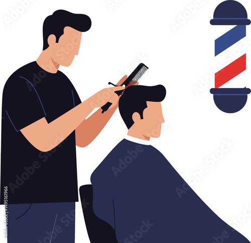 Professional Haircut Barber Giving a Man a Stylish Haircut at the Barbershop