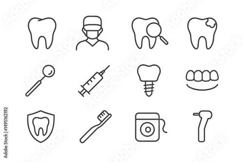 Modern vector illustration of dental care tools and procedures for oral health education and awareness