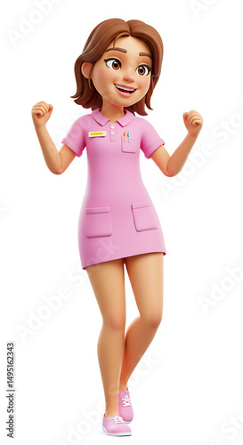 Cheerful cartoon nurse celebrating success