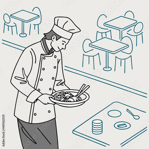 chef with a tray