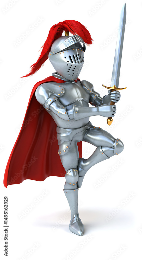 Fototapeta premium Animated Knight Dancing With Excalibur