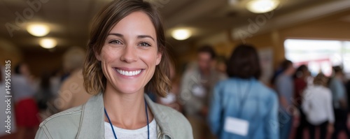 Professional networking at hiring event for recruitment success