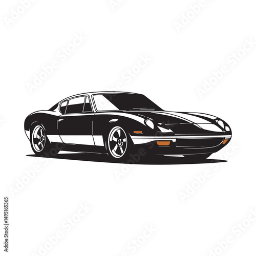 Simple black car vector illustration on white background