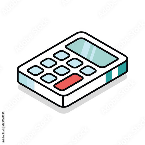 Well designed isometric icon showing digital calculator device