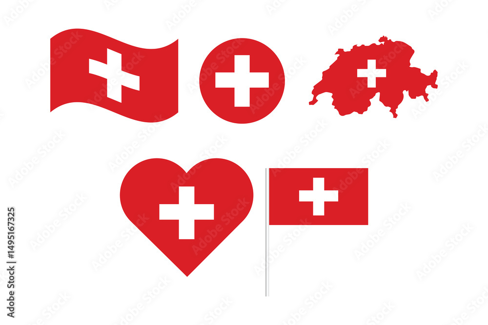 Fototapeta premium set of badges with flag of Switzerland vector illustration