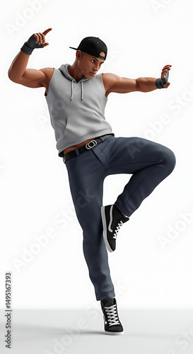 Dancer in stylish pose with sporty flair