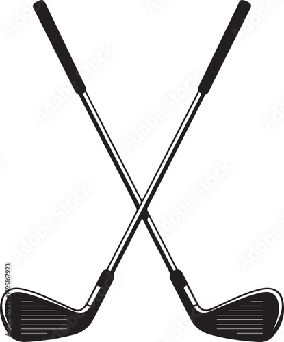 Pair of iron or wedge golf club flat vector icon for sports apps and websites