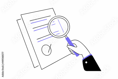 magnifying glass on the paper
