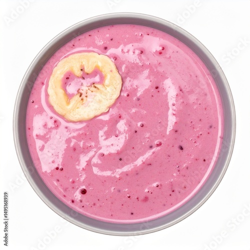 Smoothie bowl in bowl isolated on white background with clipping path for brunch or health-focused lifestyle concept
