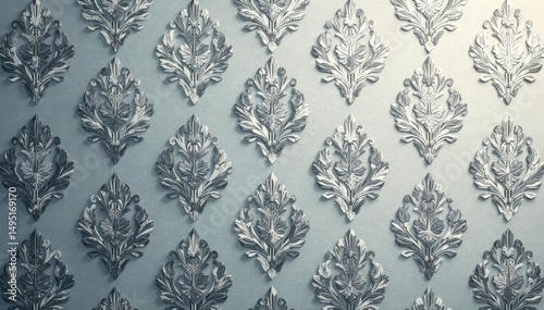 Subtle geometric damask, gray tones, refined style, damask, illustration, decor