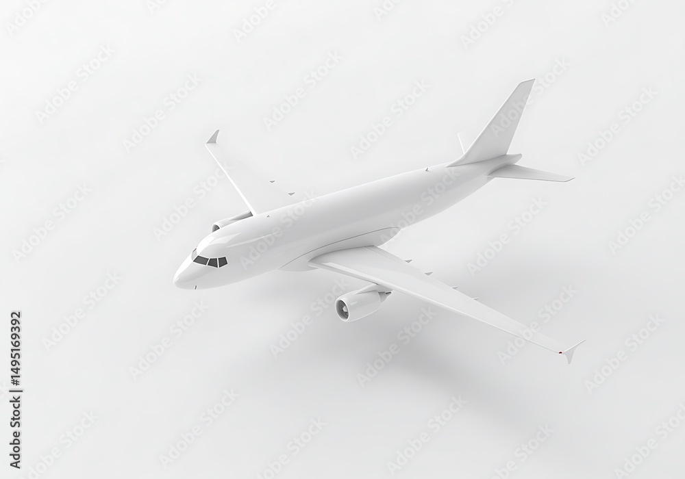 Airplane model on white background, minimal style for travel concept Airplane model on white background, minimal style for travel concept
