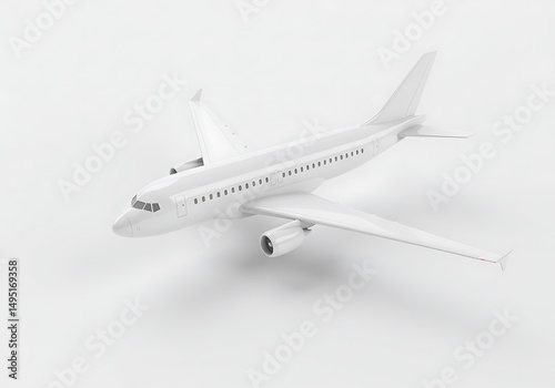 Wallpaper Mural White airplane on a white background, minimal design, aerial view Torontodigital.ca