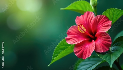 Vibrant hibiscus blossoms, intricate leaf details, flowers, blossom, tropical flower