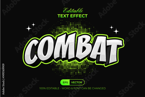 Combat Text Effect Cartoon Sticker Style. Editable Text Effect.