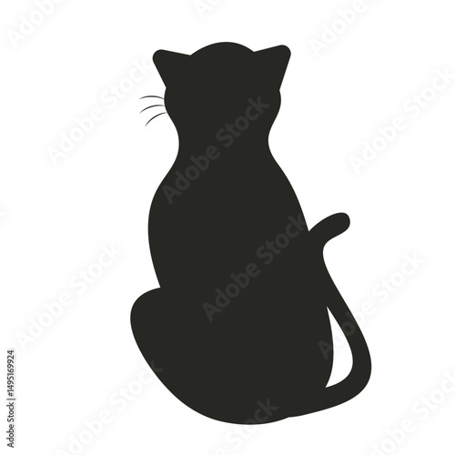 Minimalist back view of black cat