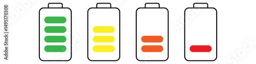 Battery charge icon vector set. indicator battery illustration sign collection. accumulator symbol or logo.