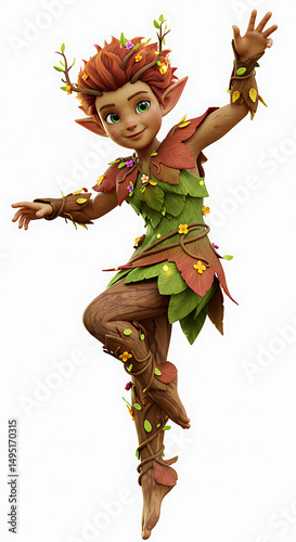 Enchanted forest boy leaves and wood