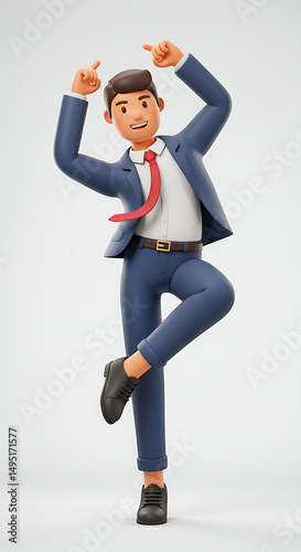 Exuberant businessman celebrates in 3D render