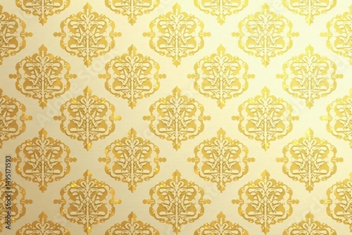 Abstract geometric damask pattern with subtle shading, gold on beige , geometric, fabric, pattern