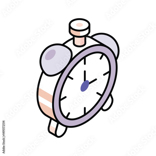 A captivating isometric outline icon of ringing alarm