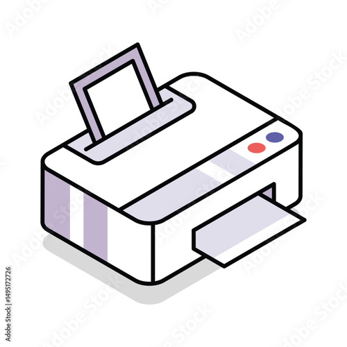 Trendy isometric icon showing a printer device