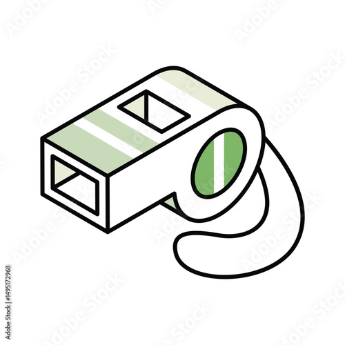 A well designed isometric icon showing referee whistle