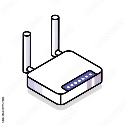 A modern isometric style icon of wifi router