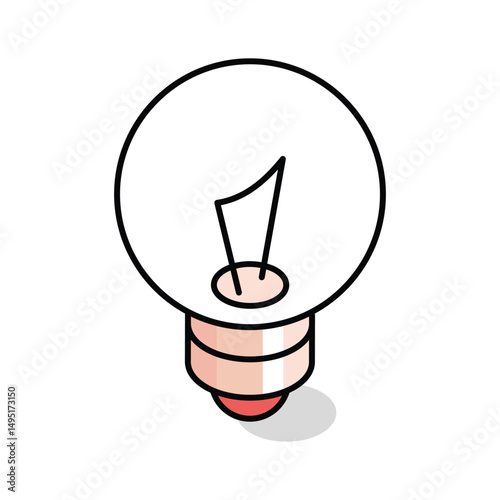 Trendy isometric outline icon of glowing bulb