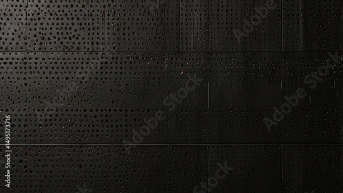 Dark, perforated metal wall panel