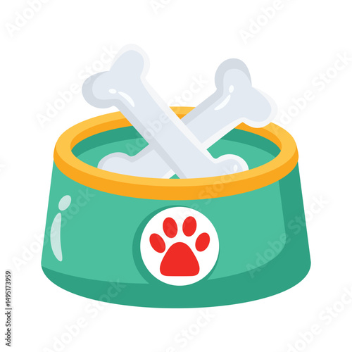 Get a glimpse of this 2d dog food bowl filled with bones