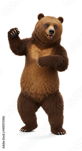 Friendly brown bear stands greeting