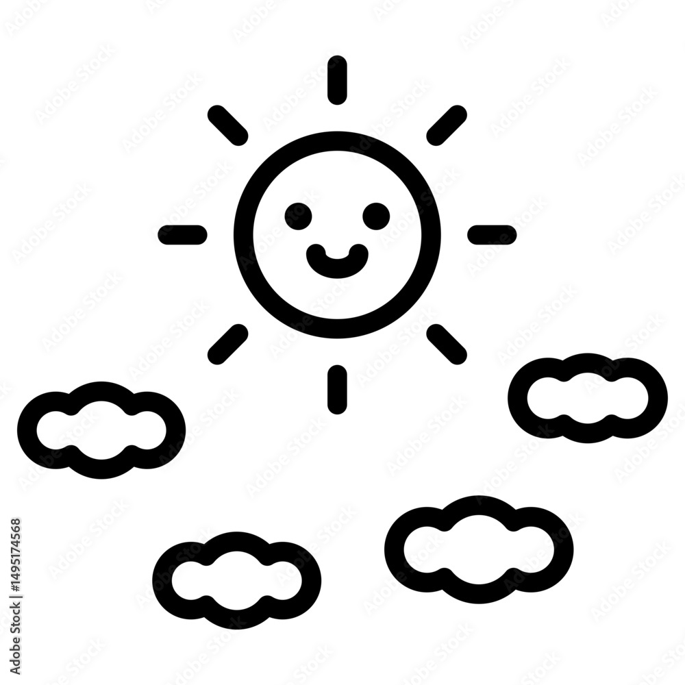 Obraz premium 해와 구름 아이콘 