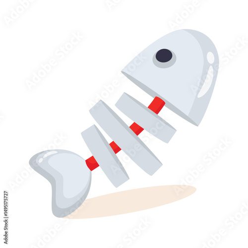 A 2d style icon of fishbone, easy to edit design