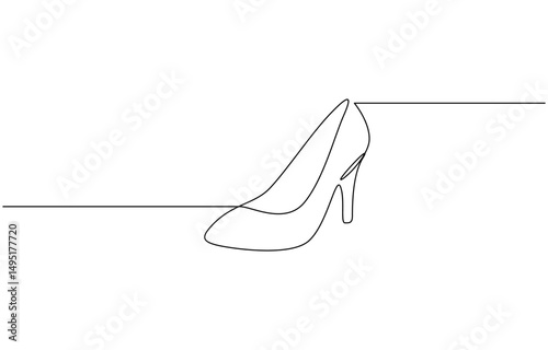 Continuous one line drawing of High heel shoes, High Heel Sandals Single Line Drawing with Editable Stroke and Copy Space.