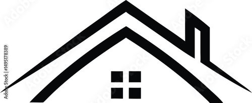 Stylized black silhouette house outline logo design with roof and walls