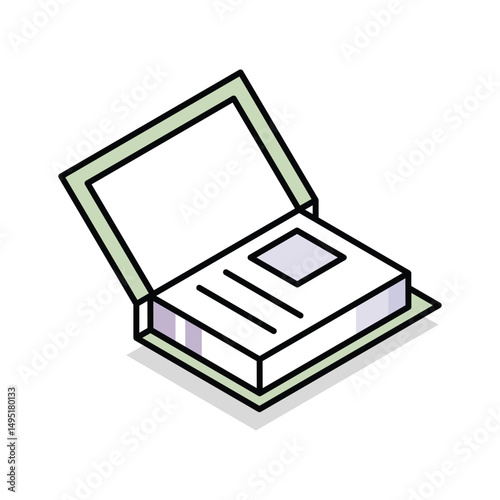 A visually appealing isometric outline icon of handbook
